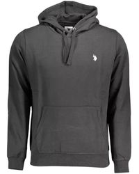 U.S. POLO ASSN. - Felpa nera in cotone con logo ricamato - Lyst