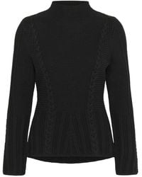 Kaffe - Schwarz Tief Strickpullover Pullover - Lyst