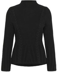 Kaffe - Zwart Diep Gebreide Trui Pullover - Lyst