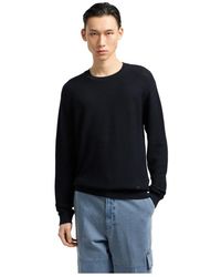 Emporio Armani - Truien & Vesten ,Blauw ,Wol Trui Van Zuivere Scheerwol Met Jacquardmotief - Lyst