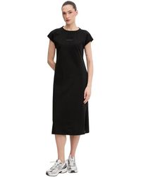 EA7 - Kleedjes ,Zwart ,Katoen Logo Series Stretch Jersey Jurk - Lyst
