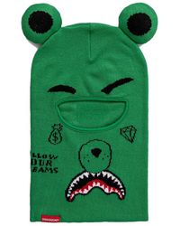 Sprayground - Accessoires ,Groen ,Groene Beer Ski Masker Gebreid Haai Borduurwerk - Lyst