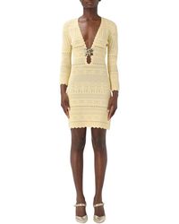 Elisabetta Franchi - Weißes Mini-Strickkleid - Lyst