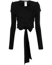 Dolce & Gabbana - Top nero in jersey elasticizzato con maniche lunghe - Lyst