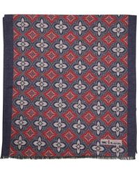 Kiton - Kasjmier Sjaal Blauw Geometrisch Abstract Thema - Lyst