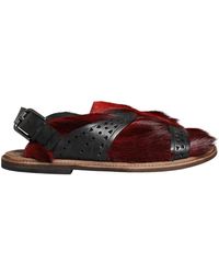 Dolce & Gabbana - Schoenen ,Zwart ,Leer Gazelle Haar Leren Sandalen Schoenen - Lyst