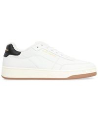 Saint Laurent - Schoenen ,Wit ,Leer Low-Top Sneakers Met Contrasterend Hielstuk - Lyst