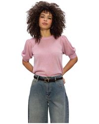 Minus - Truien & Vesten ,Roze ,Msliva Puff Sleeve Metallic Knit Pullover - Lyst