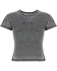 Guess - Camiseta gris de mezcla de algodón para mujeres - Lyst