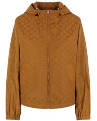Gucci - Hoodies & Sweatvesten ,Bruin ,Nylon Gg Nylon Jas - Lyst