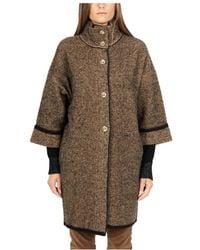 Liu Jo - Kamel melange strickmantel mit goldknöpfen - Lyst