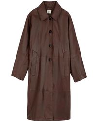 Alysi - Jassen ,Bruin ,Leer Lange Leren Jas - Lyst