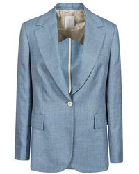 Eleventy - Jassen ,Blauw ,Wol Blazer Met Knoop En Klepzakken - Lyst
