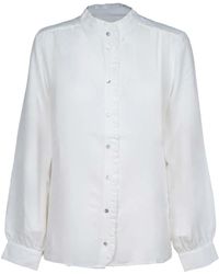 iBlues - Camicia in seta bianca con rouches - Lyst