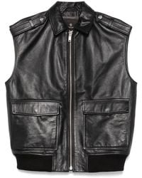 Anine Bing - Zwarte Leren Vest Met Ritssluiting - Lyst