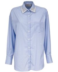 Ermanno Scervino - Camisa de algodón a rayas con cuello bordado - Lyst