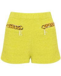 Elisabetta Franchi - Gelbe tweed shorts mit goldkette - Lyst