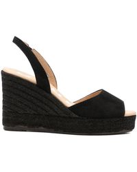 Manebí - Schoenen ,Zwart ,Suède Wedge Sandaal - Lyst