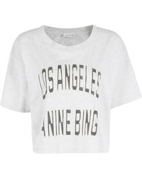 Anine Bing - Tops ,Grijs ,Katoen Johnny Cropped Tee - Lyst