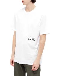 OAMC - Tops ,Wit ,Katoen Gebreid Wise T-Shirt Met Subtiele Grafische Elementen - Lyst