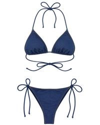MC2 Saint Barth - Badmode ,Blauw ,Denim Tweedelige Bikini Met Denim-Effect - Lyst