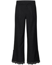 Kaffe - Broeken ,Grijs ,Leer Sakura Wijde Broek - Lyst