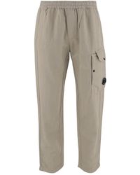 C.P. Company - Logo Baumwoll Leinen Hose Regular Fit - Lyst