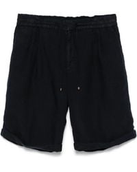 Brunello Cucinelli - Korte Broeken ,Zwart ,Linnen Pleated Linen Shorts - Lyst