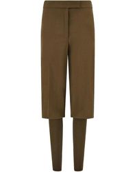 Ferragamo - Khaki Hose Mit Gerippten Details Und Knopfverschluss - Lyst