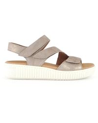 Gabor - Goldene leder-metallic-sandalen - Lyst