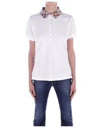 Barbour - Weiße t-shirts und polos mit vorderer knopfleiste - Lyst