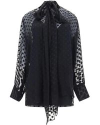 Givenchy - Satijnen Blouse Met Polka Dot En Lavalliere - Lyst
