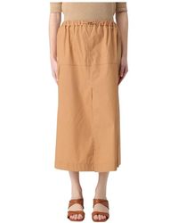 Twinset - Rokken ,Bruin ,Midi Rok Met Split - Lyst