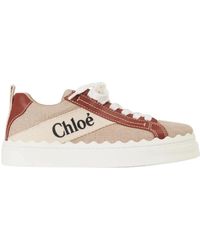 Chloé - Weiße und braune lauren sneakers - Lyst