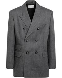 Ami Paris - Kostuums ,Grijs ,Wol Double Breasted Boxy Fit Blazer - Lyst