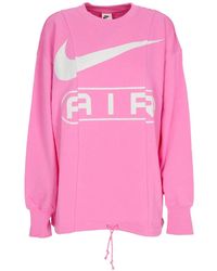 Nike - Lichtgewicht Damessweatshirt Met Ronde Hals W Sportswear Air Oversized Ronde Hals Speels Roze/Photon Dust - Lyst