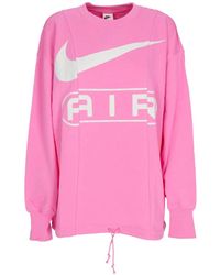 Nike - Lichtgewicht Damessweatshirt Met Ronde Hals W Sportswear Air Oversized Ronde Hals Speels Roze/Photon Dust - Lyst