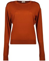 Saint Laurent - Truien & Vesten ,Oranje ,Wol Oranje Wol En Kasjmier Trui - Lyst