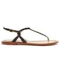 Maliparmi - Schoenen ,Zwart ,Katoen Zwarte Sandalen Met Kralen - Lyst