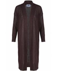 Alpha Studio - Truien & Vesten ,Bruin ,Polyester Lange Cardigan Met Glittereffect - Lyst