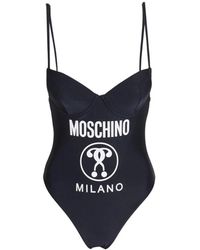 Moschino - Badmode ,Zwart ,Badpak Met Logo Print En Push-Up Cups - Lyst