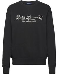 Ralph Lauren - Hoodies & Sweatvesten ,Zwart ,Katoen Comfortabele Sweatshirt Met Kenmerkende Logo Print - Lyst