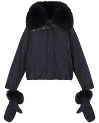 Yves Salomon - Jassen ,Blauw ,Polyester Korte Donsjas - Lyst