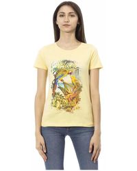 Trussardi - Gelbes baumwoll-t-shirt mit frontdruck - Lyst
