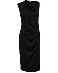 Designers Remix - Zoe drape vestido - vestido midi negro versátil - Lyst