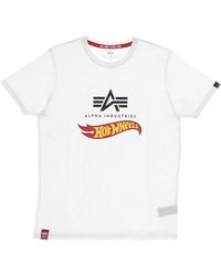 Alpha Industries - Tops ,Wit ,Katoen Hot Wheels Flag Tee Wit T-Shirt - Lyst