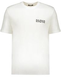 Balmain - Tops ,Wit ,Katoen Comfortabel Logo T-Shirt - Lyst