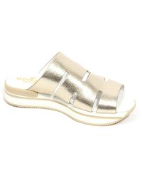 Hogan - Schoenen ,Geel ,Leer Metallic Mule Sandaal - Lyst