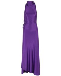 Rabanne - Gedrapeerde Midi-Jurk Met Drukknoopsluiting - Lyst
