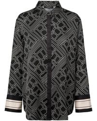 Bruuns Bazaar - Overhemden ,Zwart ,Donker Logo Print Blouse - Lyst